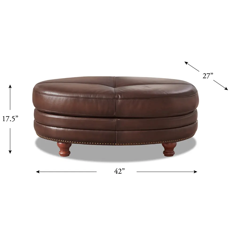 Billingham Caramel Brown Leather Oval Ottoman-3