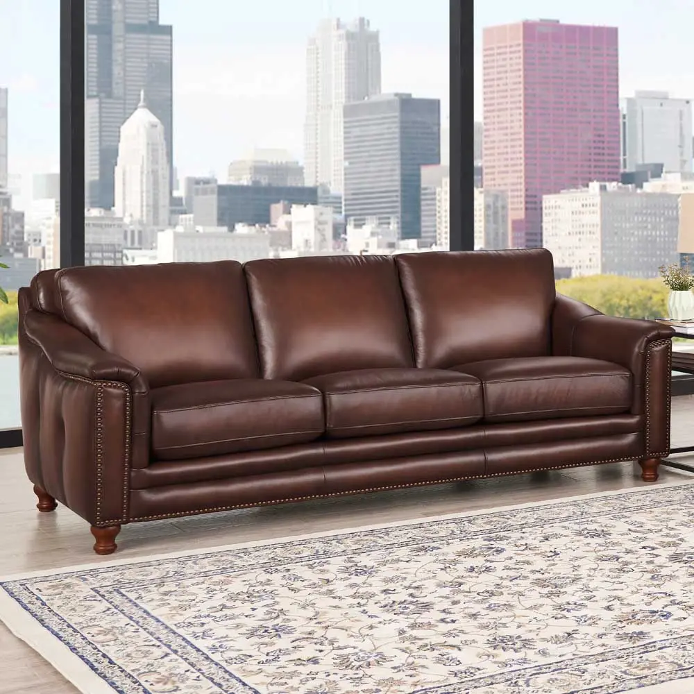 Billingham Caramel Brown Leather Sofa-4
