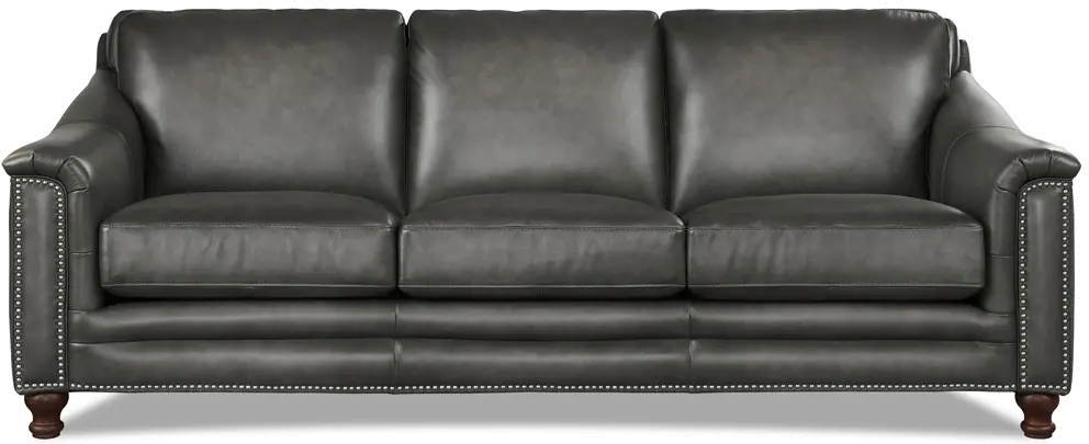 Billingham Ash Gray Leather Sofa-1