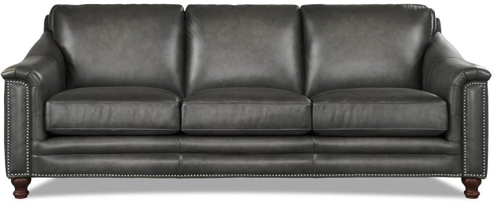 Billingham Ash Gray Leather Sofa