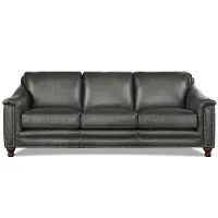 Billingham Ash Gray Leather Sofa