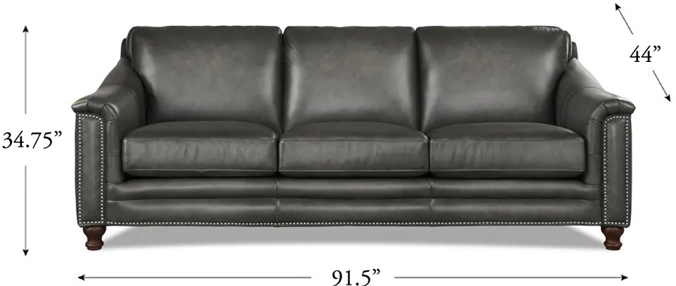 Billingham Ash Gray Leather Sofa-3