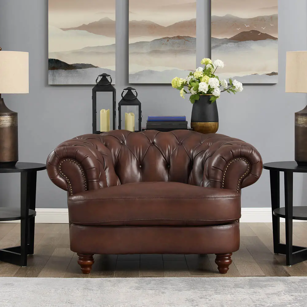Nottingham Caramel Brown Leather Chair-2