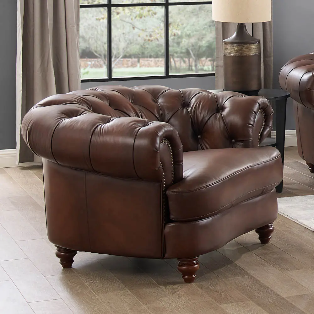 Nottingham Caramel Brown Leather Chair-4