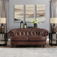 Nottingham Caramel Brown Leather Loveseat