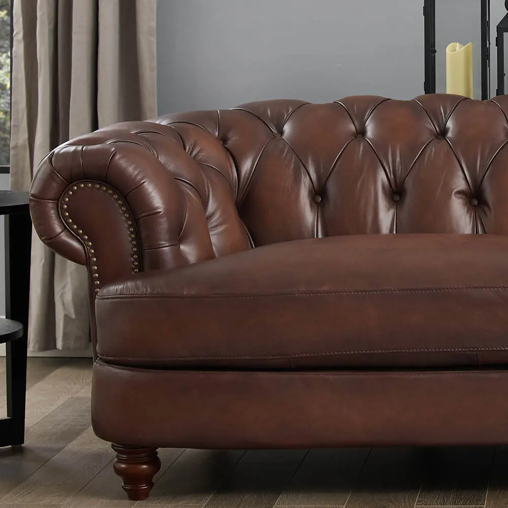 Nottingham Caramel Brown Leather Loveseat-3