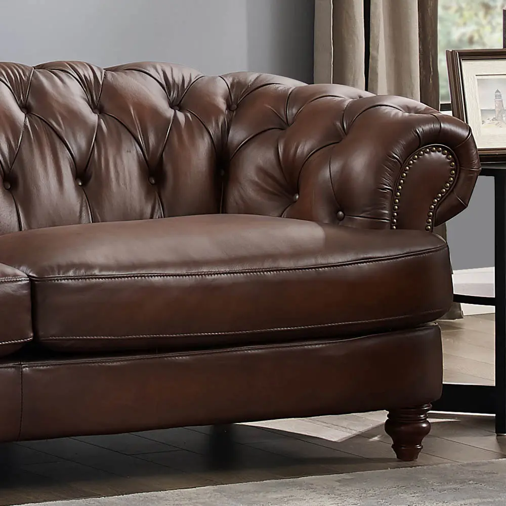 Nottingham Caramel Brown Leather Loveseat-4