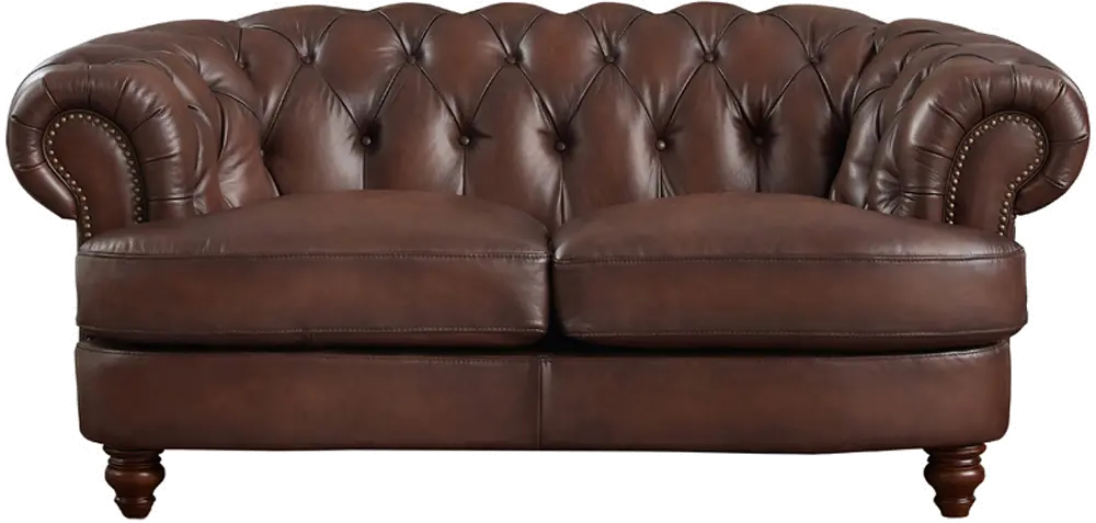 Nottingham Caramel Brown Leather Loveseat-1