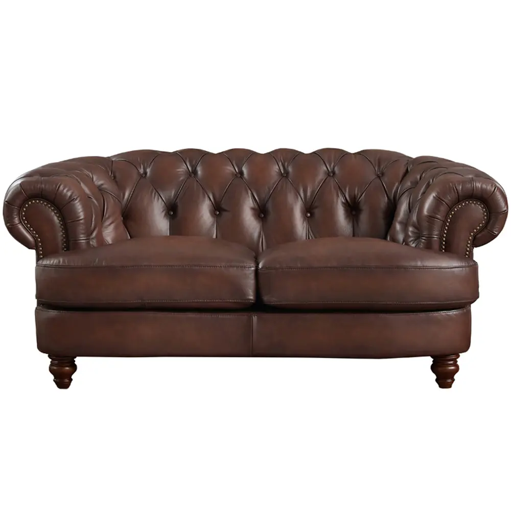 Nottingham Caramel Brown Leather Loveseat-5