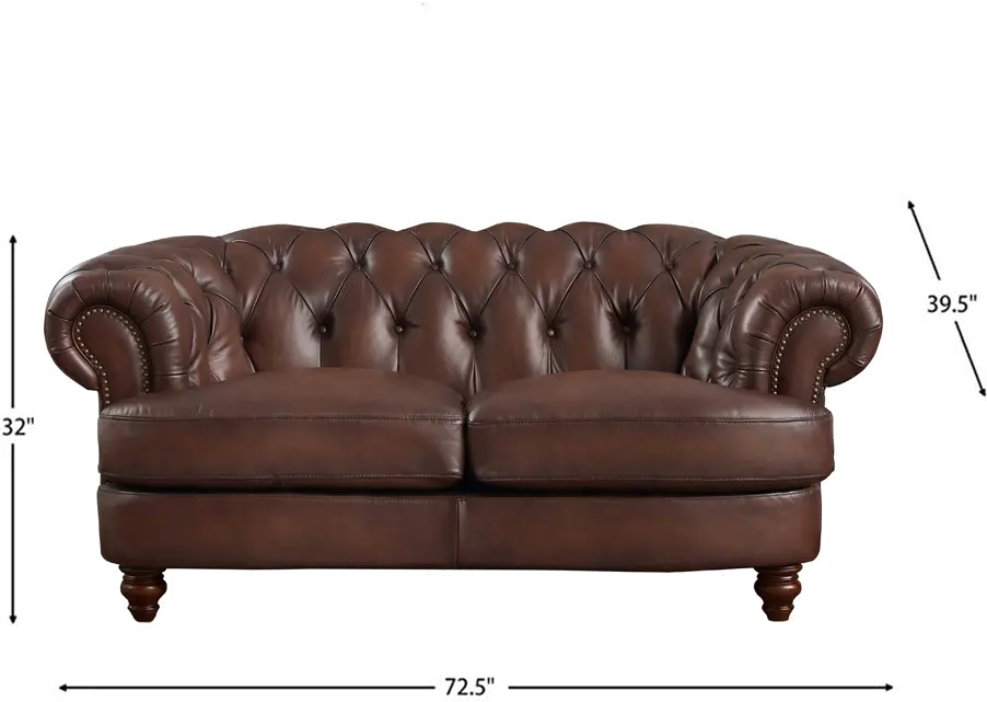 Nottingham Caramel Brown Leather Loveseat-3