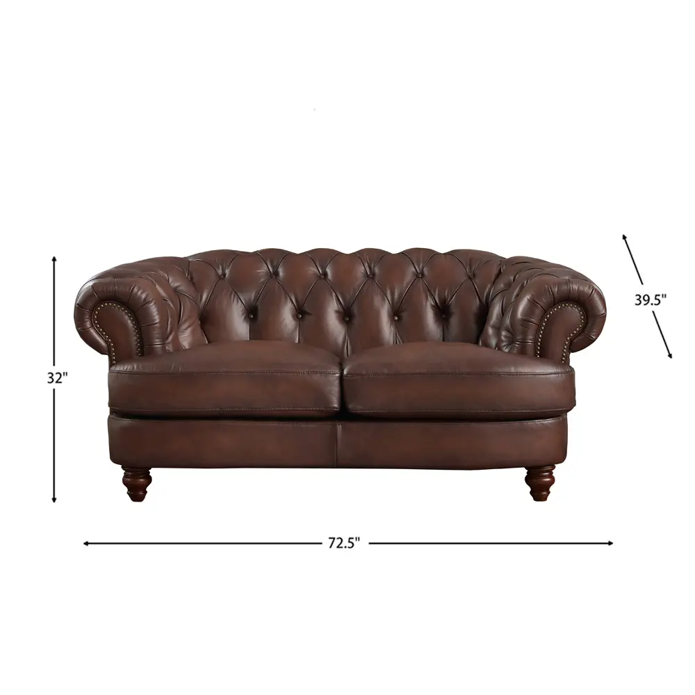 Nottingham Caramel Brown Leather Loveseat-6