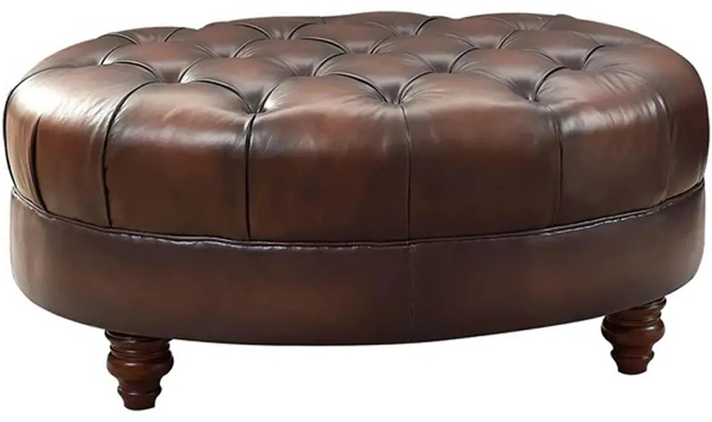 Nottingham Caramel Brown Leather Ottoman-1
