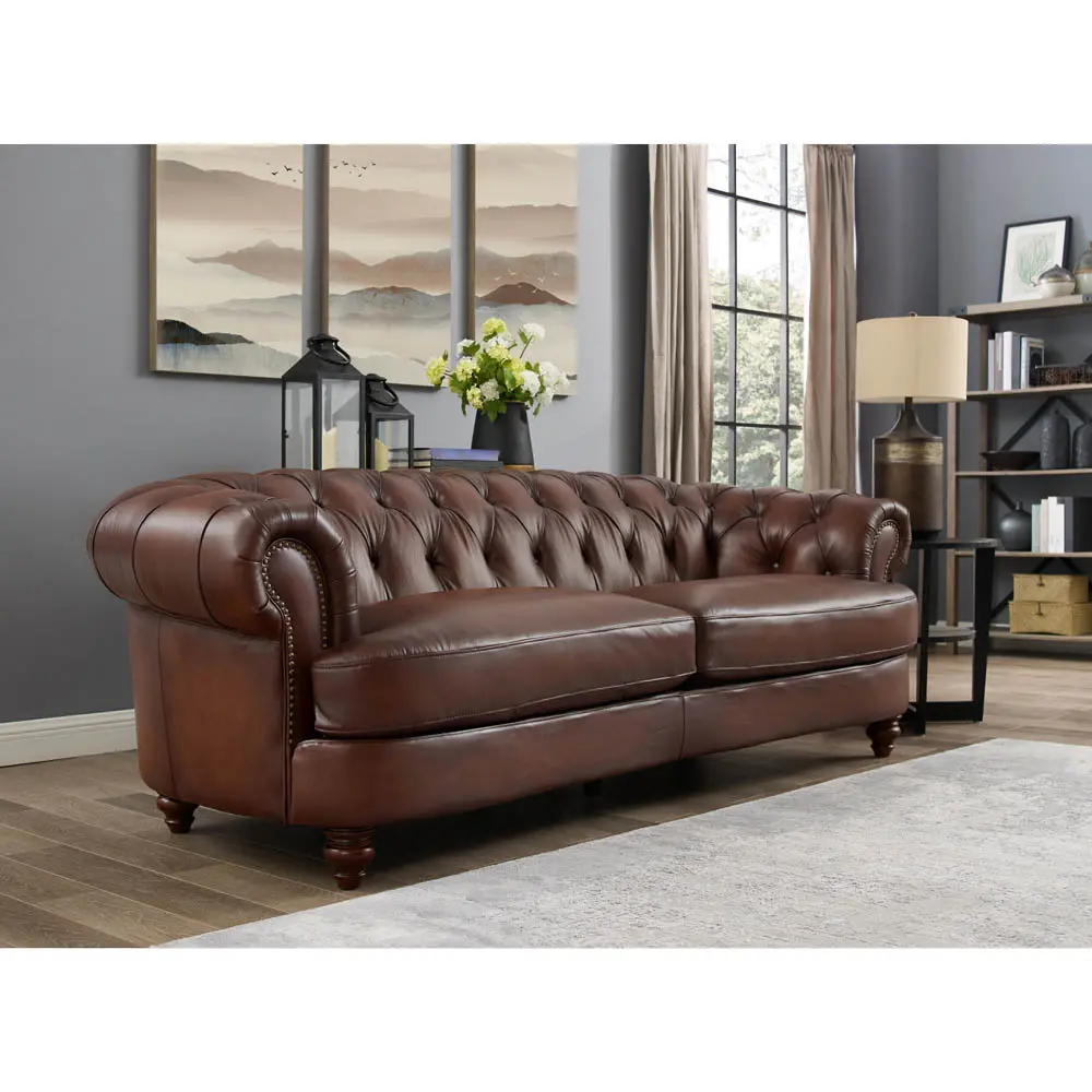 Nottingham Caramel Brown Leather Sofa-2