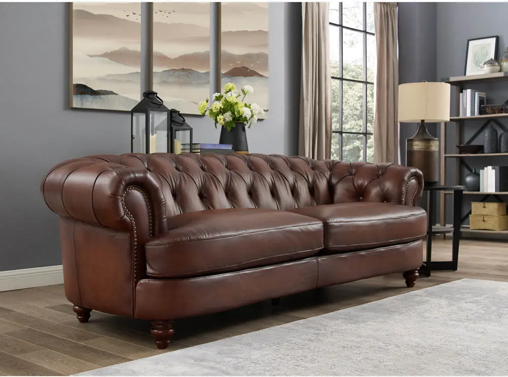 Nottingham Caramel Brown Leather Sofa-6