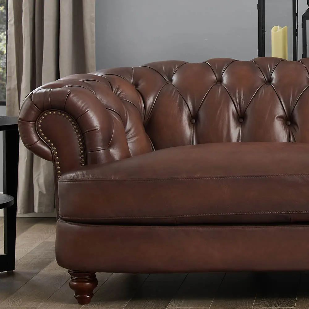 Nottingham Caramel Brown Leather Sofa-8