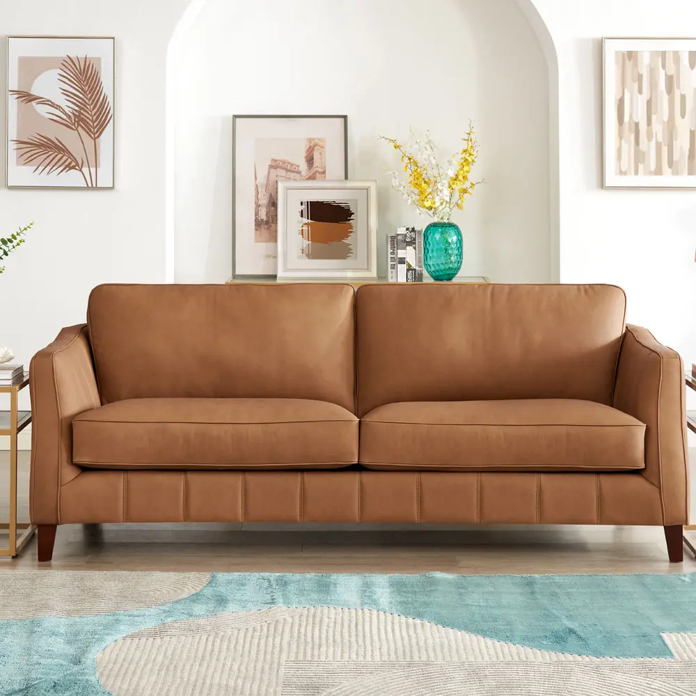 Sara Saddle Brown Leather Sofa-1