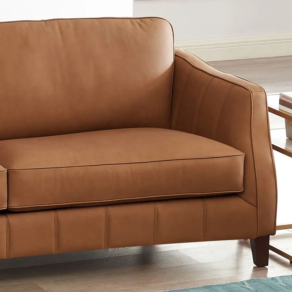 Sara Saddle Brown Leather Sofa-4