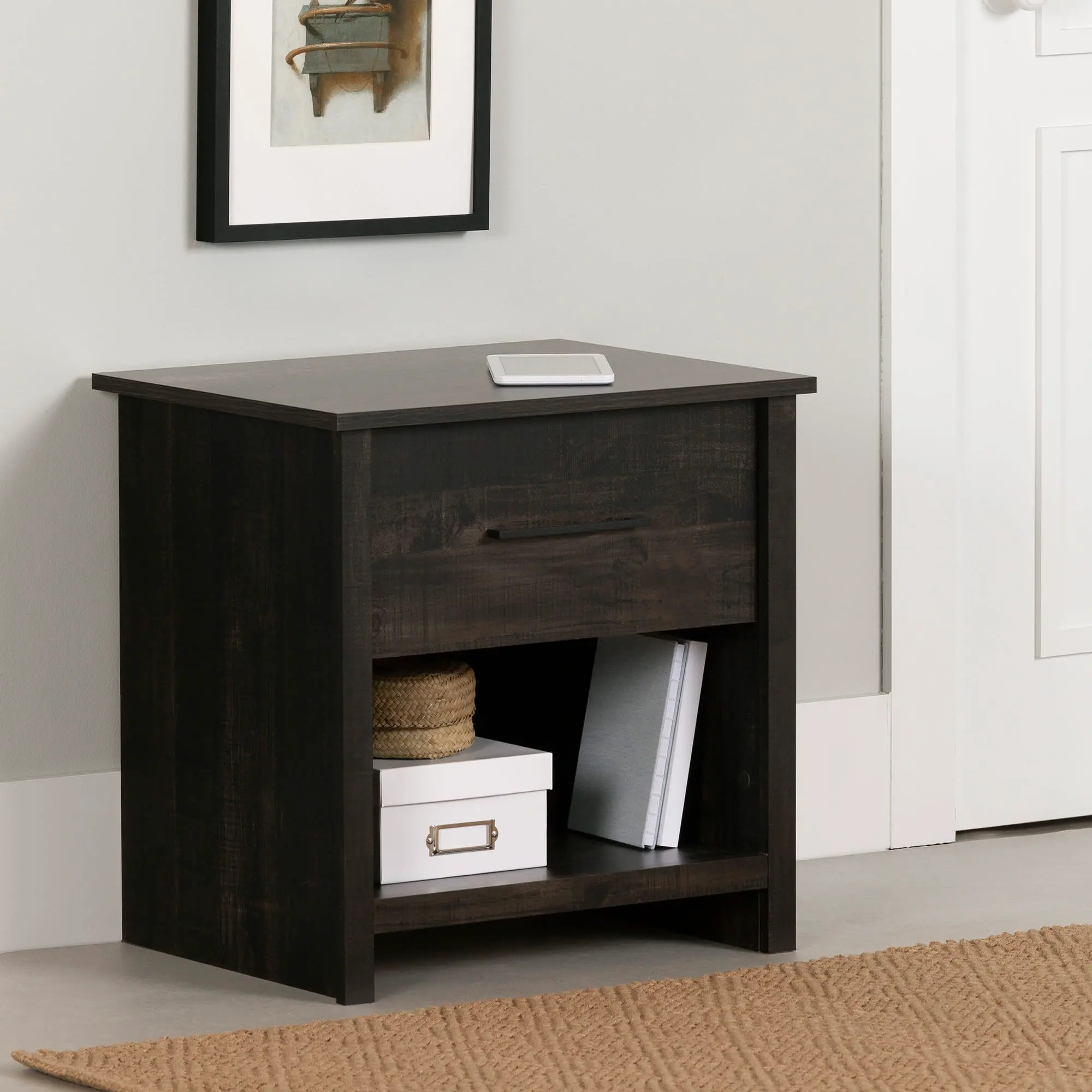 14755 Fernley Rubbed Black Nightstand - South Shore-2