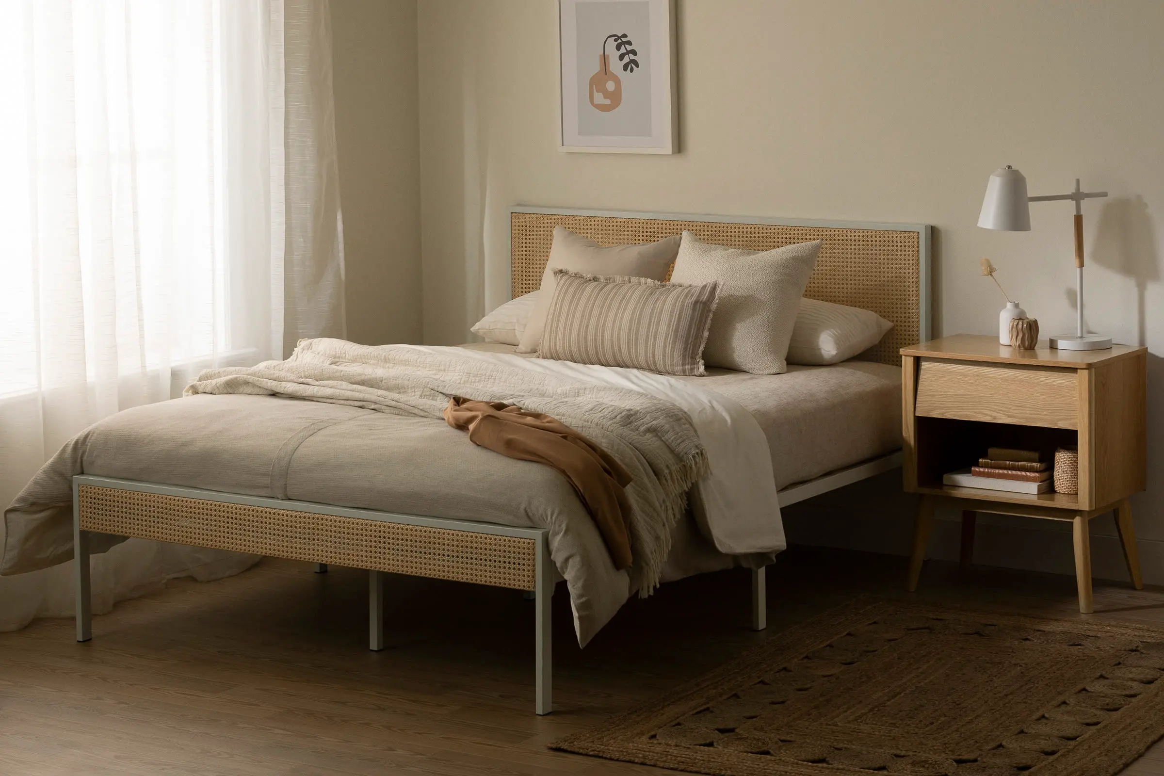 15195 Hoya Natural Cane and White Full Platform Bed - South Shore-3