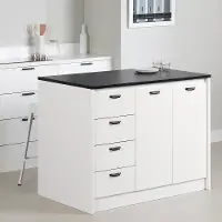 15445 Amaro White and Black Stone Kitchen Island - South Shore