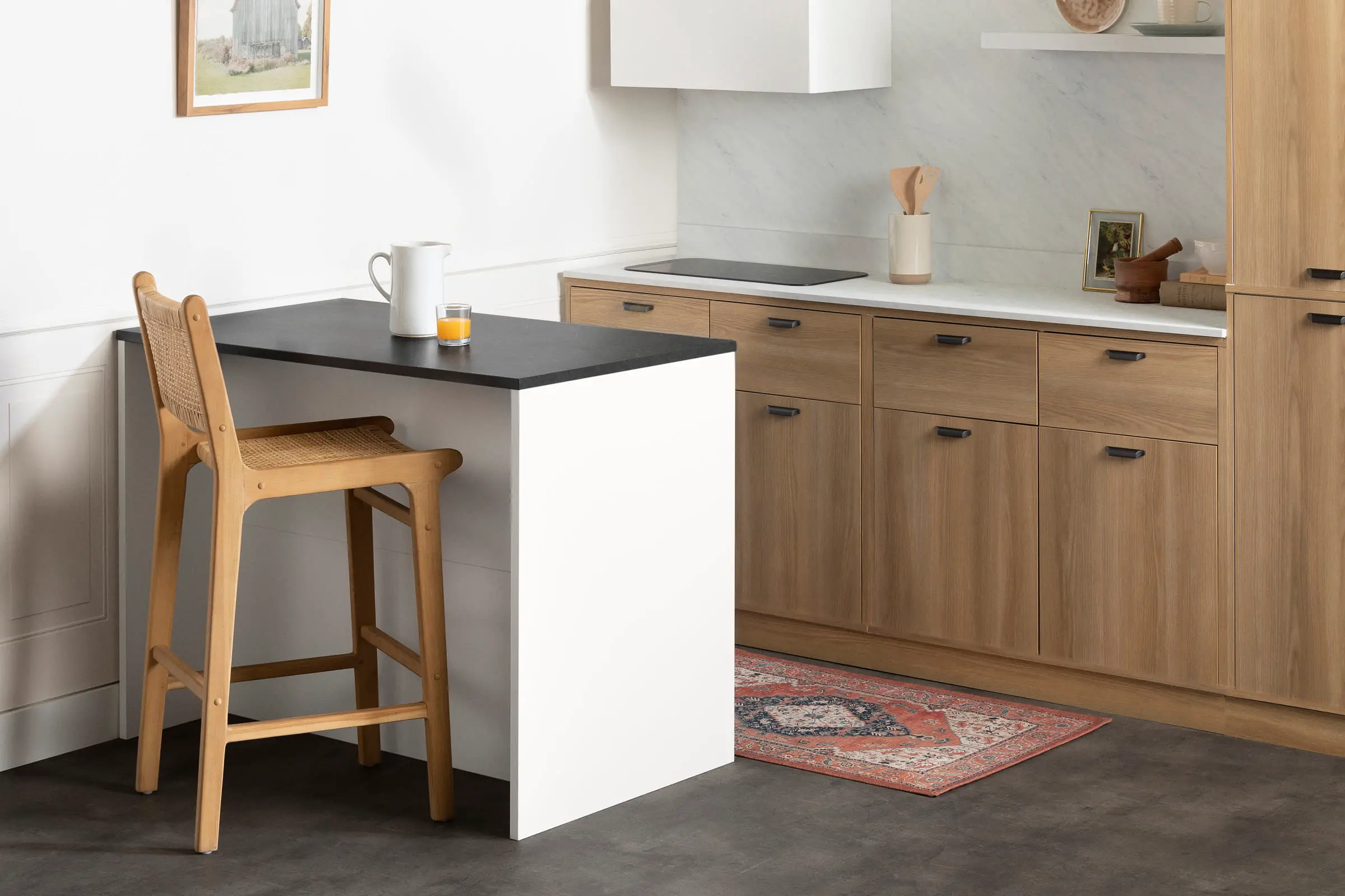 15445 Amaro White and Black Stone Kitchen Island - South Shore-3