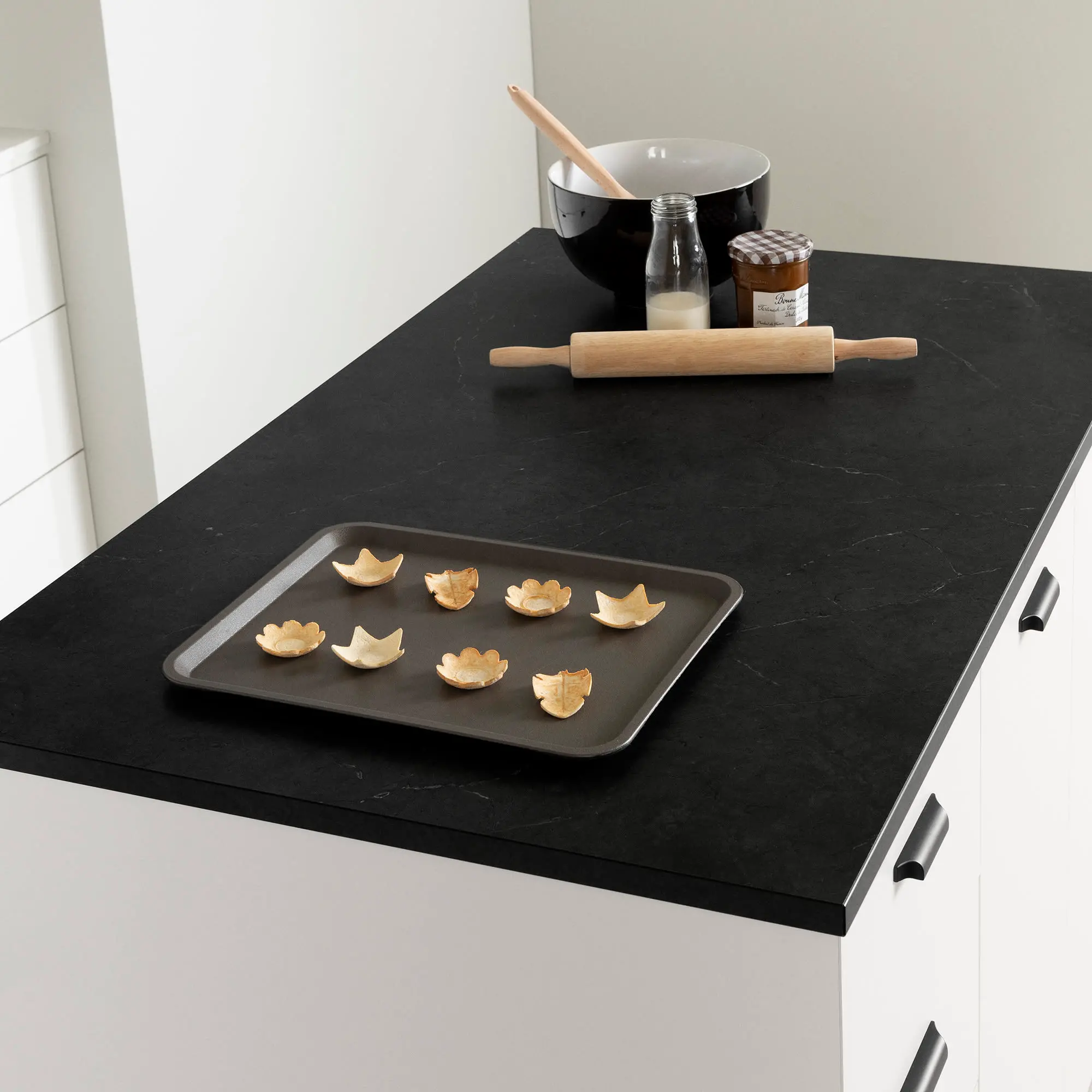 15445 Amaro White and Black Stone Kitchen Island - South Shore-5