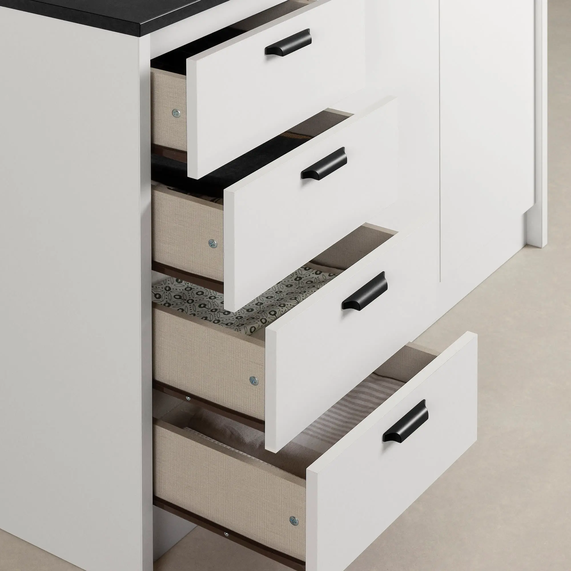 15445 Amaro White and Black Stone Kitchen Island - South Shore-9