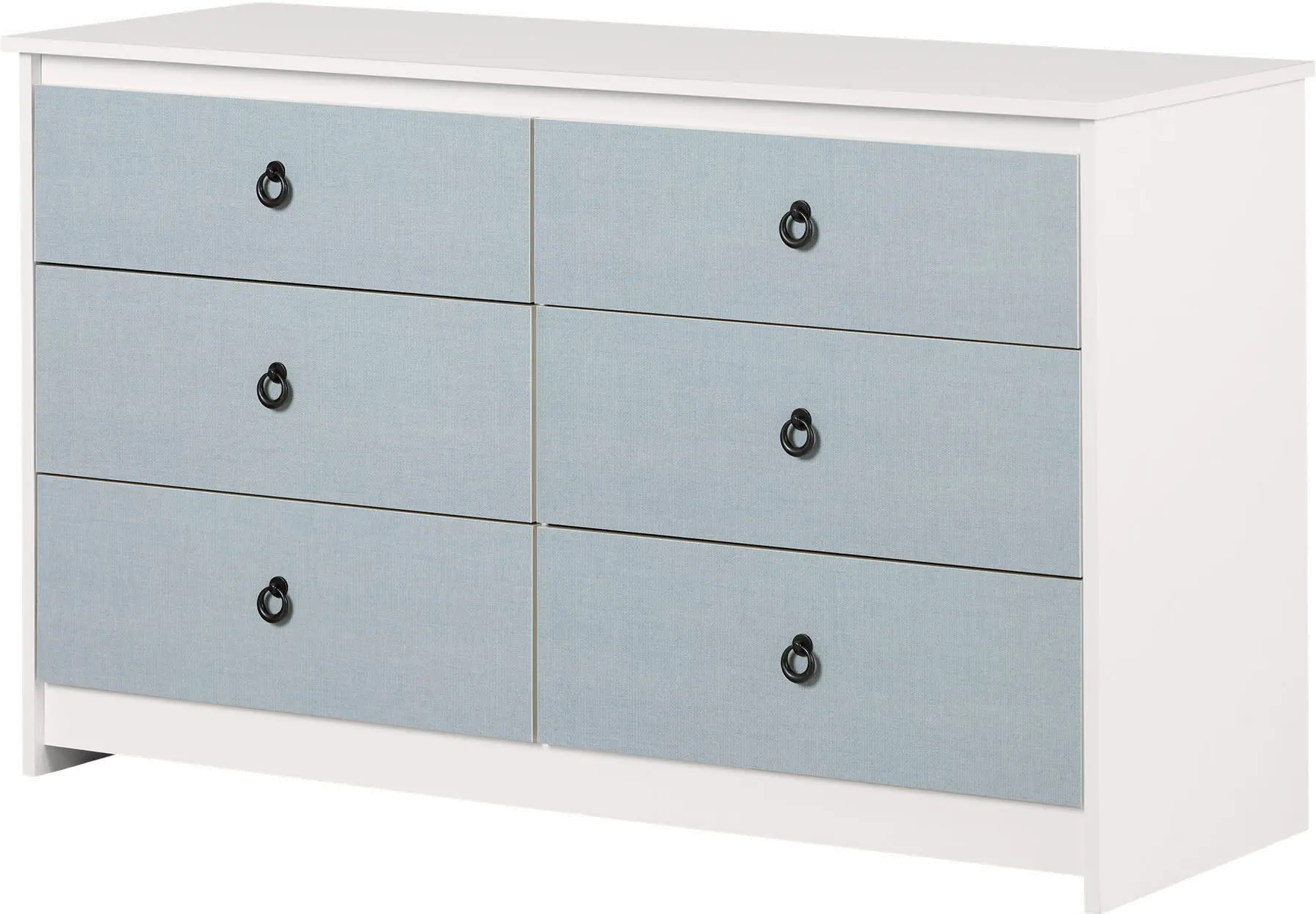 15589 Plenny White & Blue 6-Drawer Double Dresser-1
