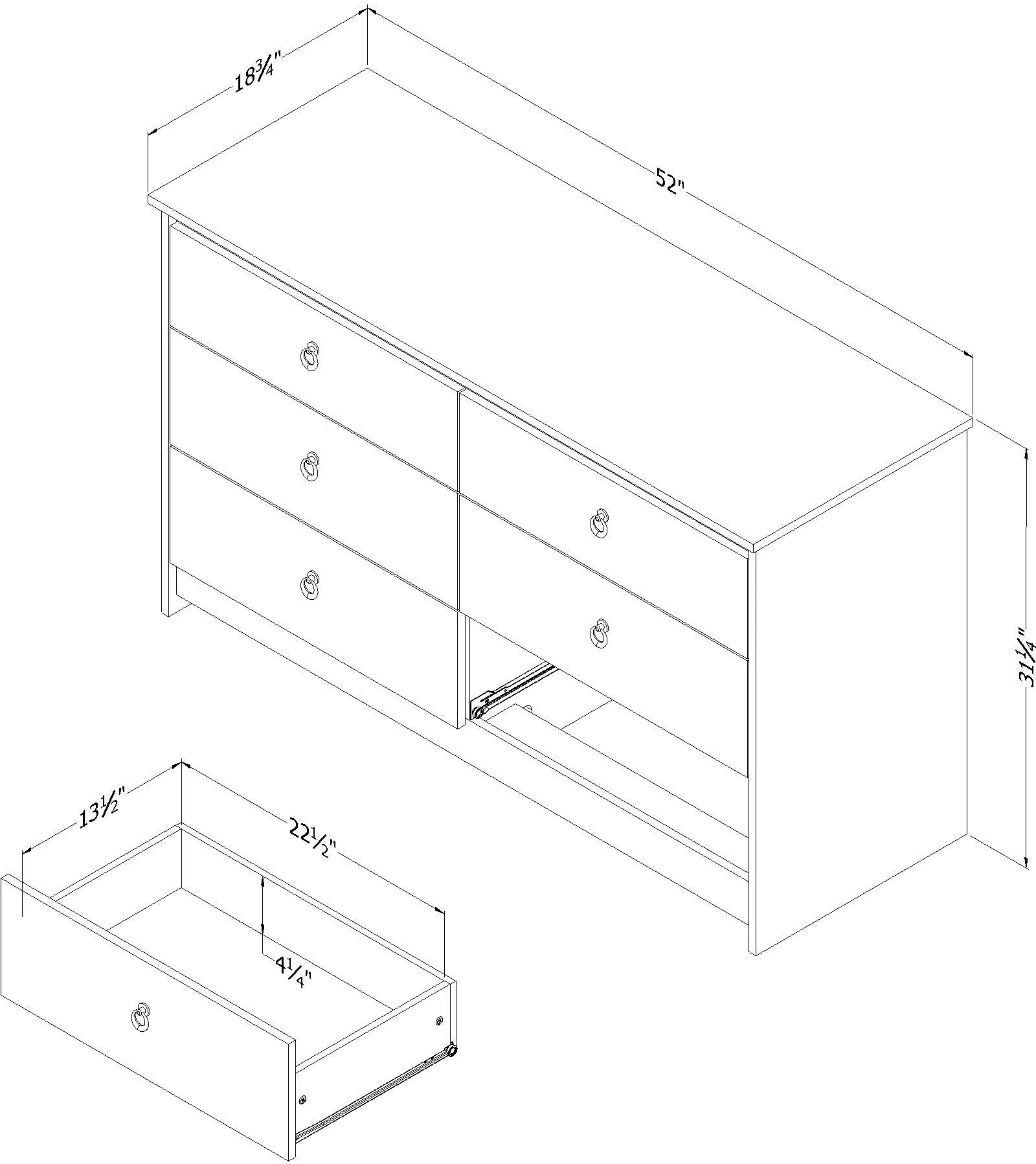 15589 Plenny White & Blue 6-Drawer Double Dresser-4