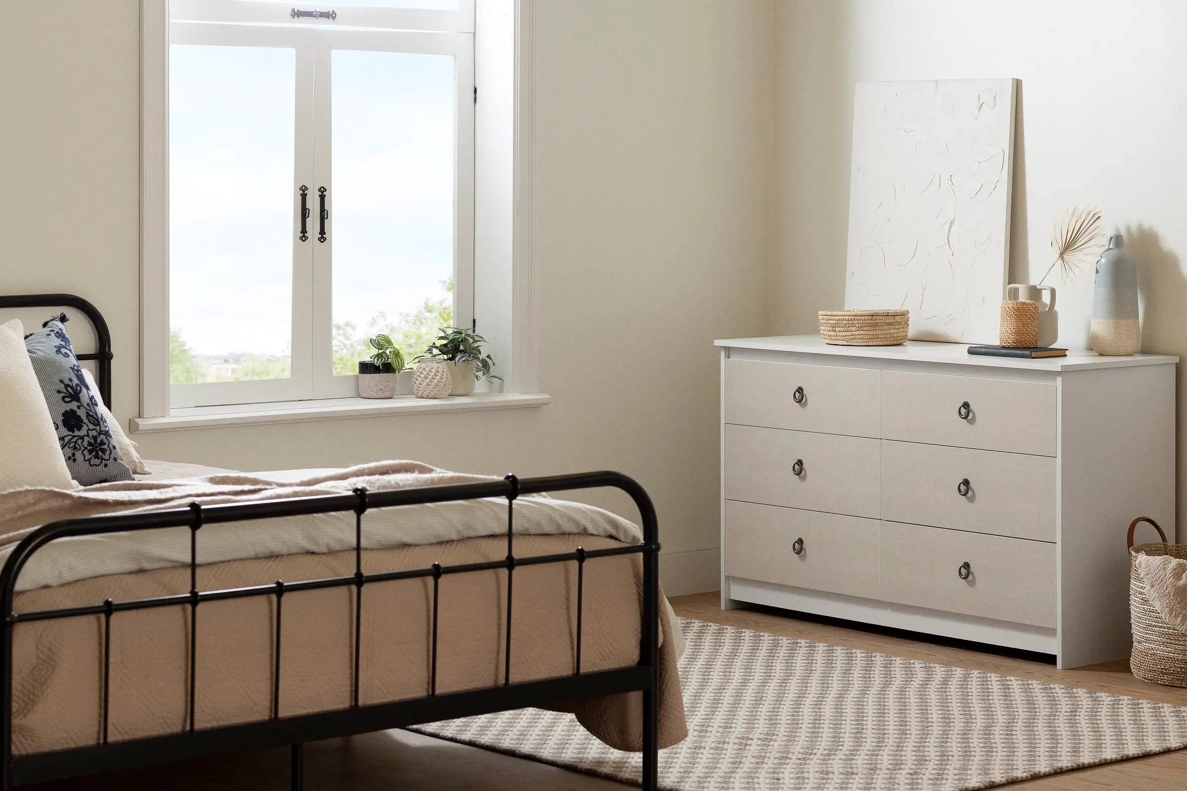 15590 Plenny White & Beige 6-Drawer Double Dresser - South Shore-3
