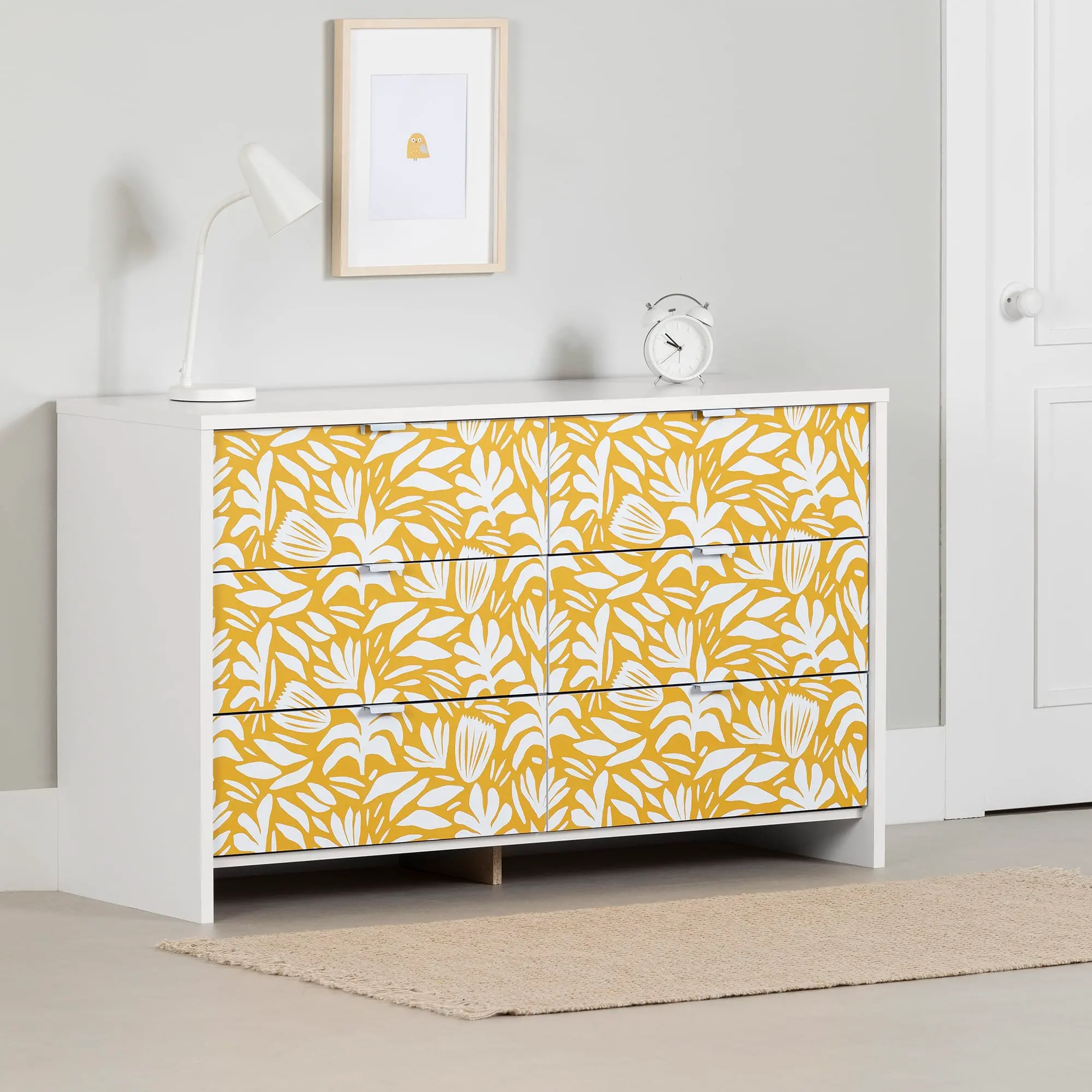 15597 Bloom White and Yellow Dresser-2
