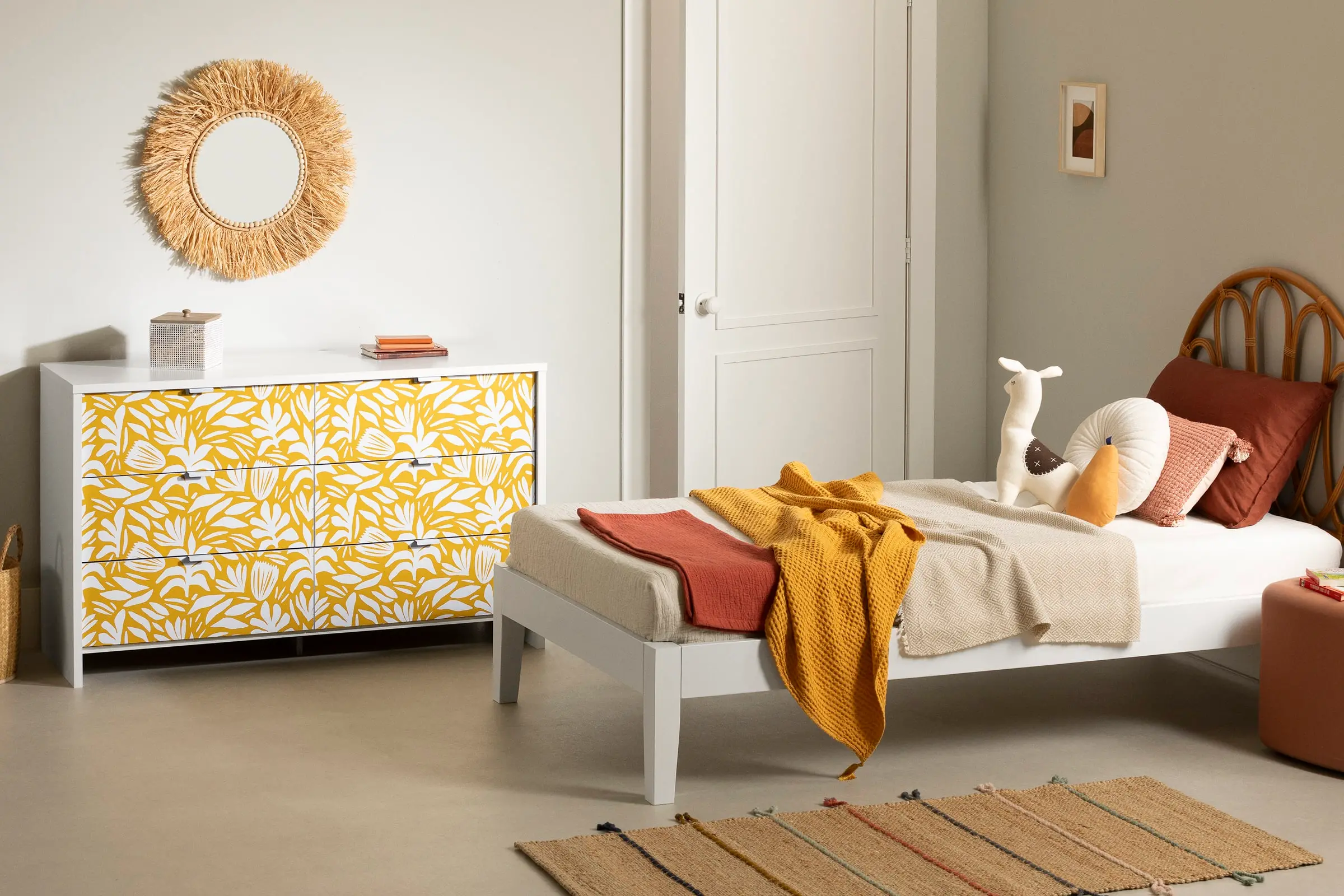 15597 Bloom White and Yellow Dresser-3
