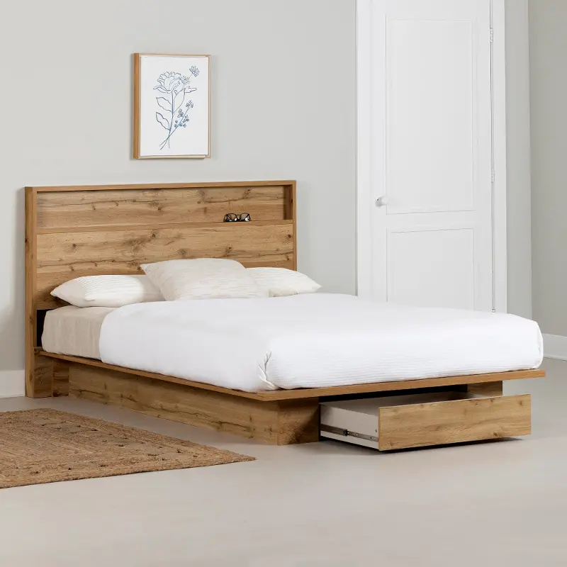 Cavalleri Oak Full-Queen Platform Bed - South Shore