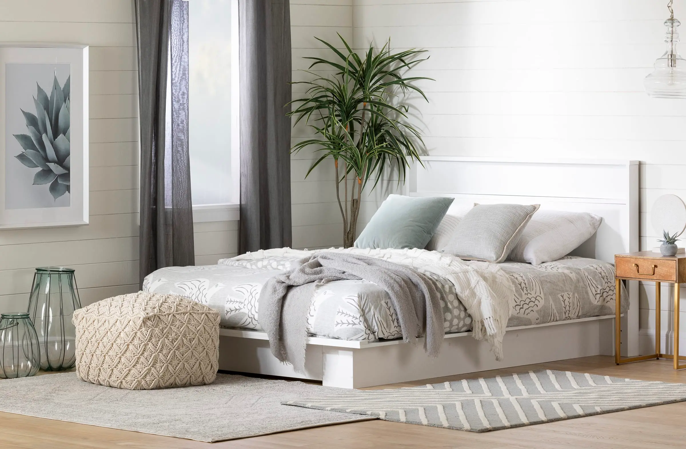 3340215 South Shore Holland Full/Queen Platform Bed with drawer, Pure White-3