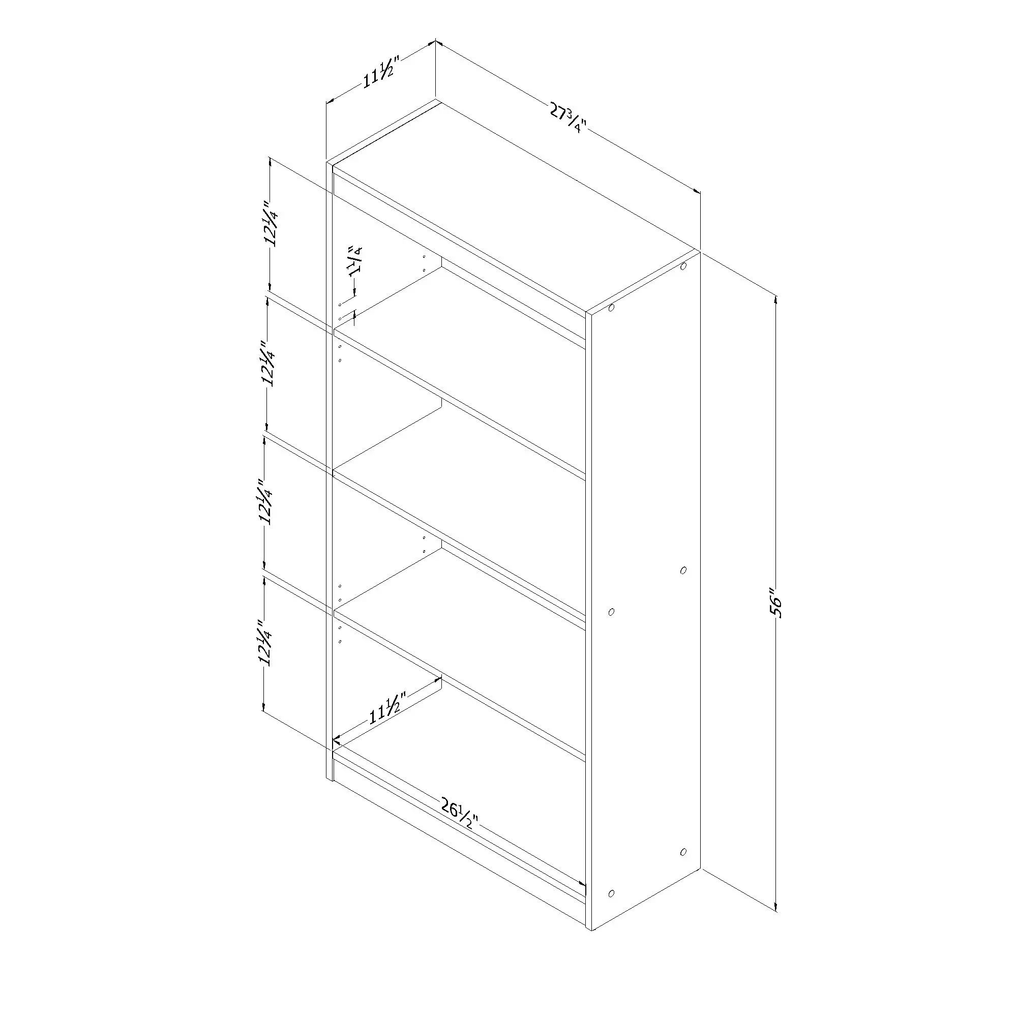 7250767C South Shore Axess Pure White 4-Shelf Bookcase-3