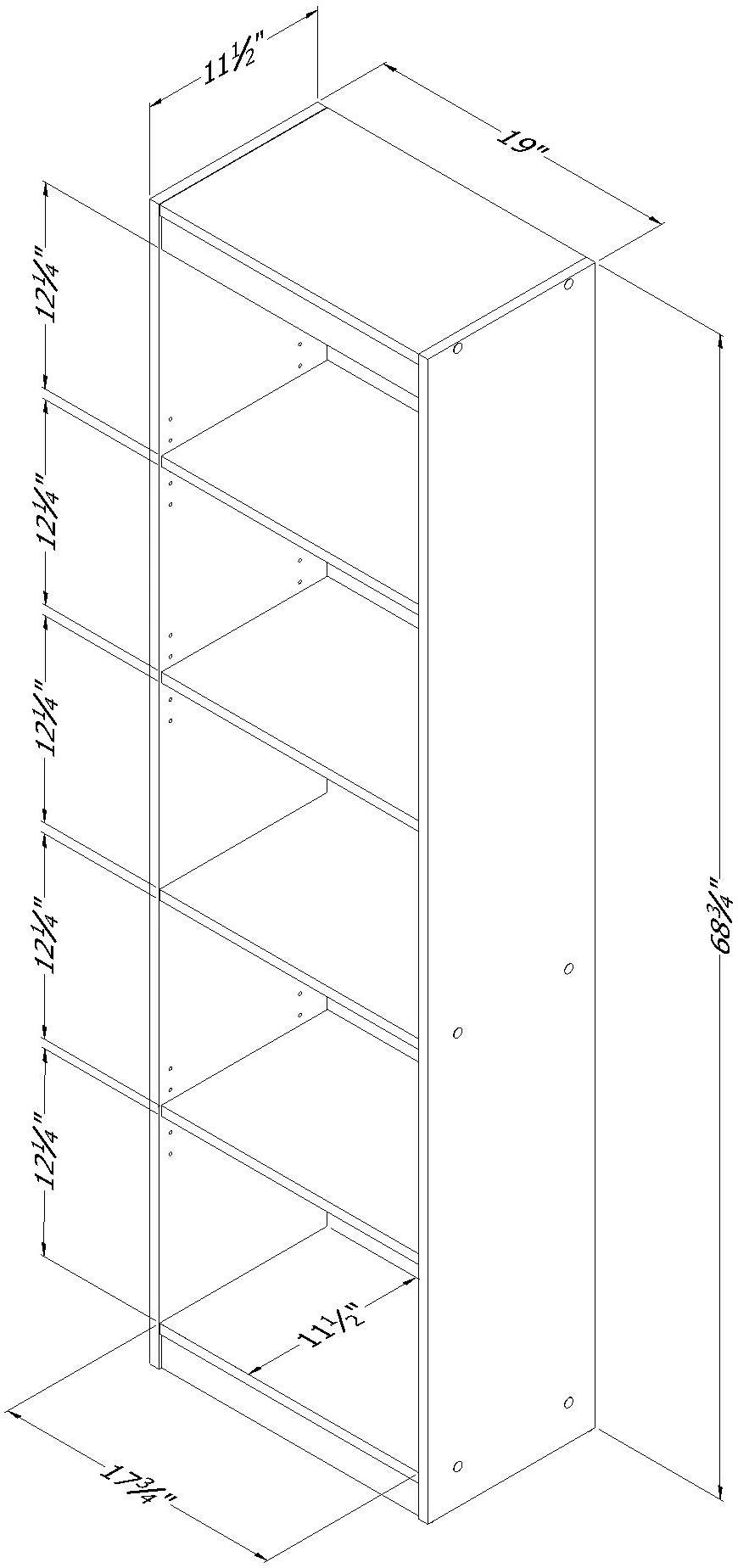 7276758 South Shore Axess Morgan Cherry 5-Shelf Narrow Bookcase-3