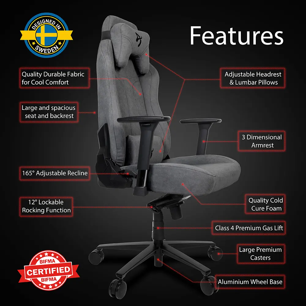 VERNAZZA-SFB-ASH Vernazza Ash Gray Soft Fabric Gaming Chair-6