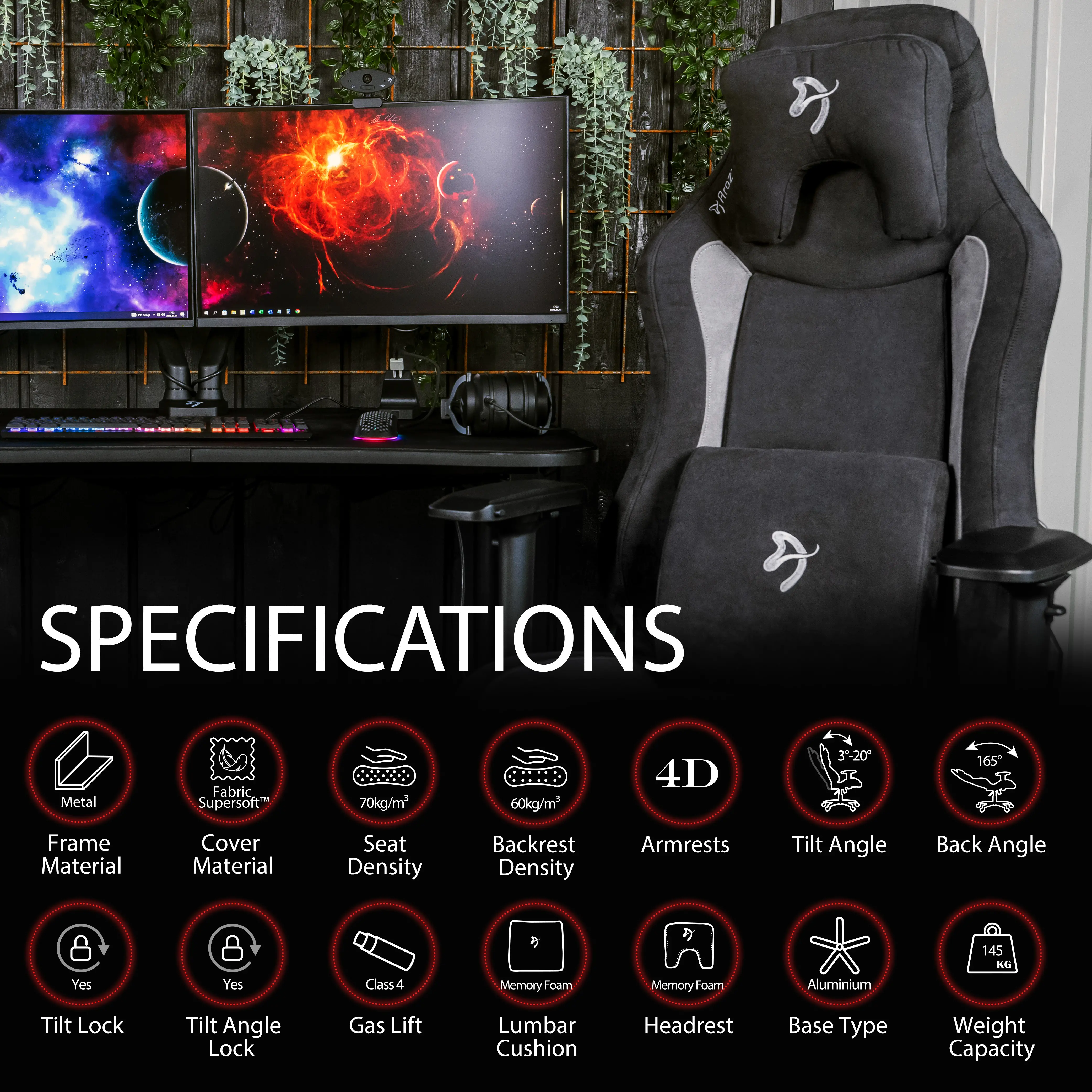 Vernazza Black Super Soft Gaming Chair-13