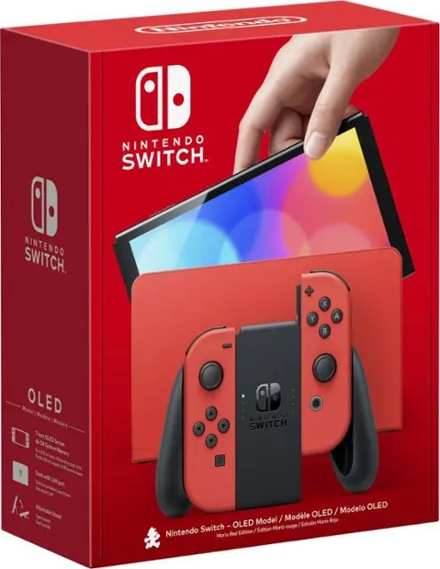 045496597368 Nintendo Switch OLED Joy-Con Controllers Mario Red Edition-1