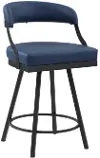 Polson Blue Faux Leather Counter-Height Stool