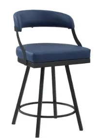Polson Blue Faux Leather Counter-Height Stool