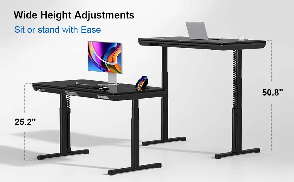 ErgoFx Adjustable Height Standing Desk With Galaxy Glass Desktop-3