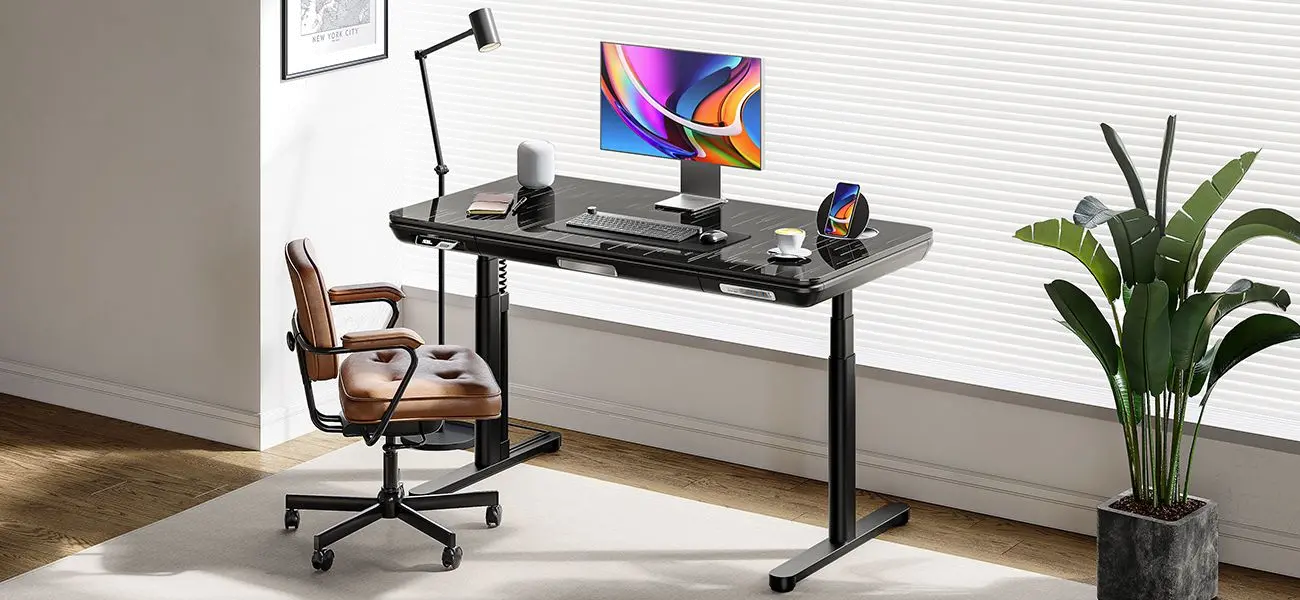 ErgoFx Adjustable Height Standing Desk With Galaxy Glass Desktop-6