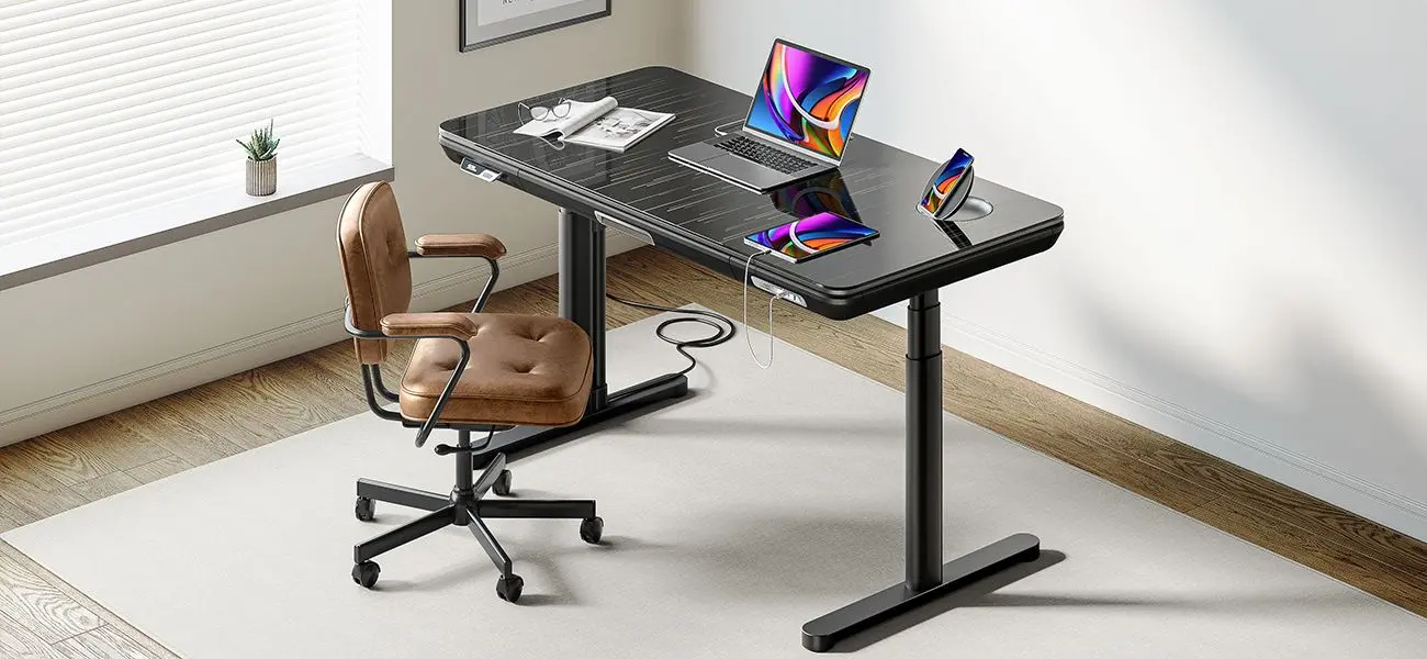 ErgoFx Adjustable Height Standing Desk With Galaxy Glass Desktop-7