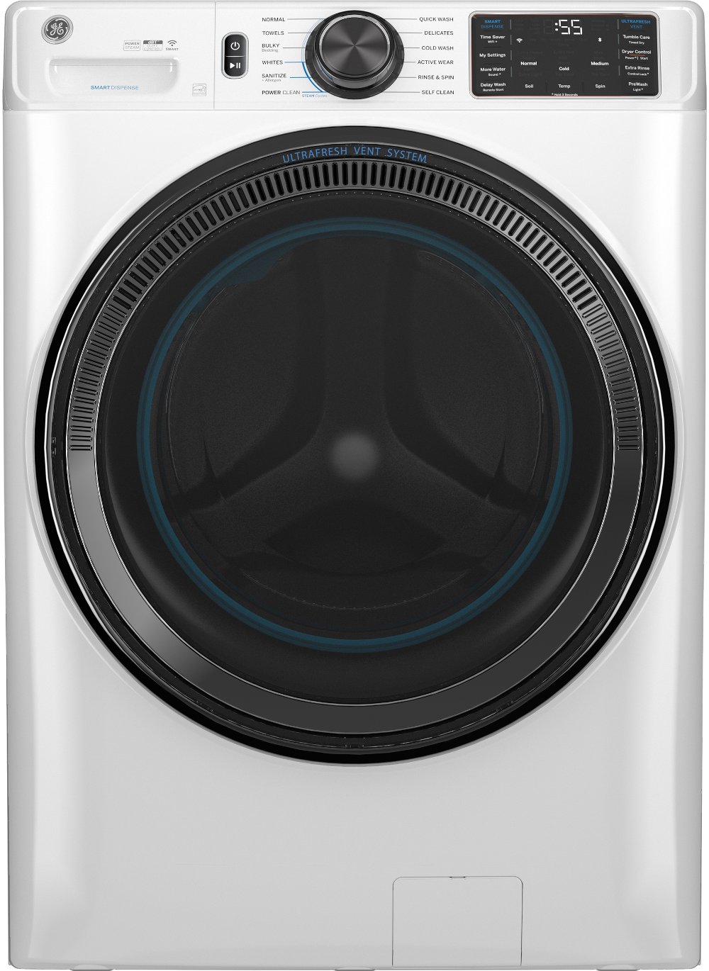 GE 5.0 Cu Ft Smart Front Load Steam Washer - White