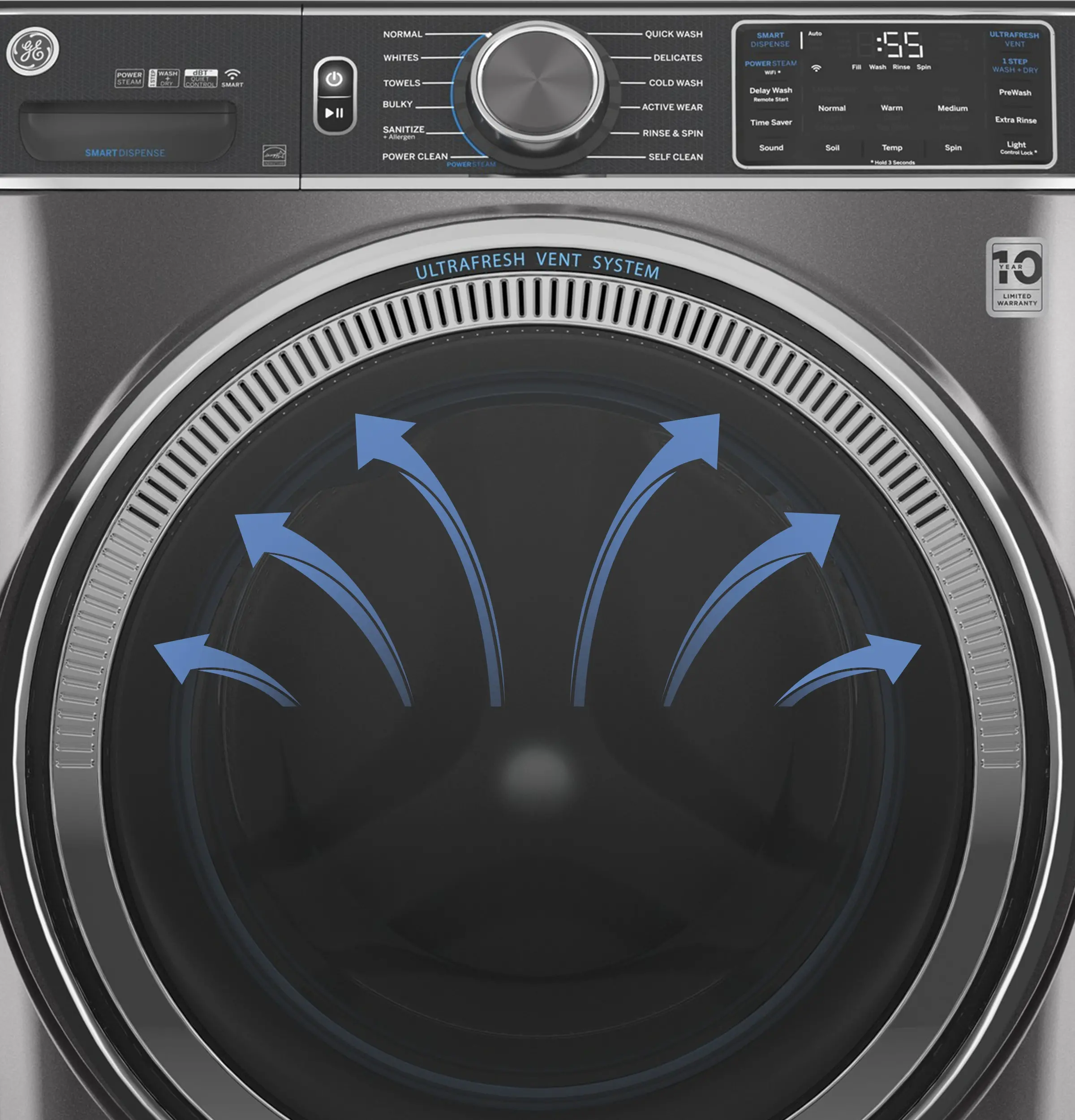 GFW655SPVDS GE 5.0 Cu Ft Smart Front Load Steam Washer - Carbon Graphite-7