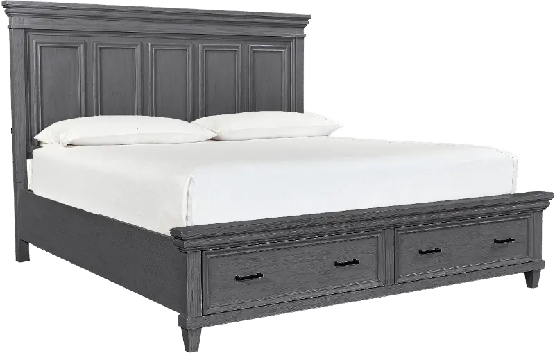 Carmen Slat Gray King Storage Bed
