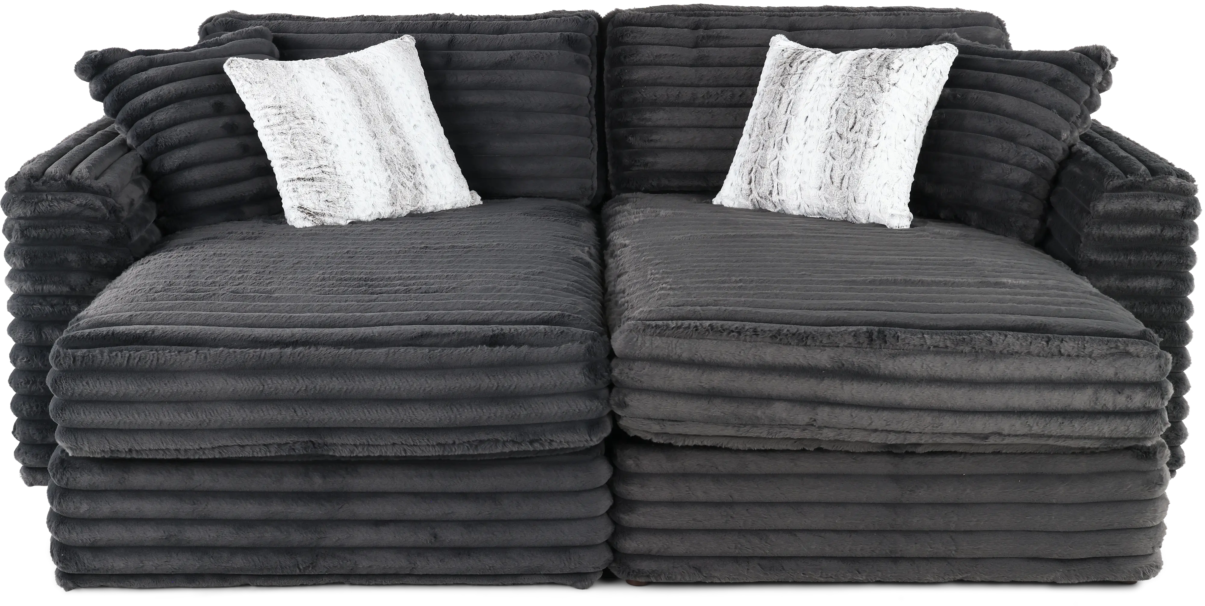 Caspian Dark Gray 2 Piece Double Cuddler Chaise-1