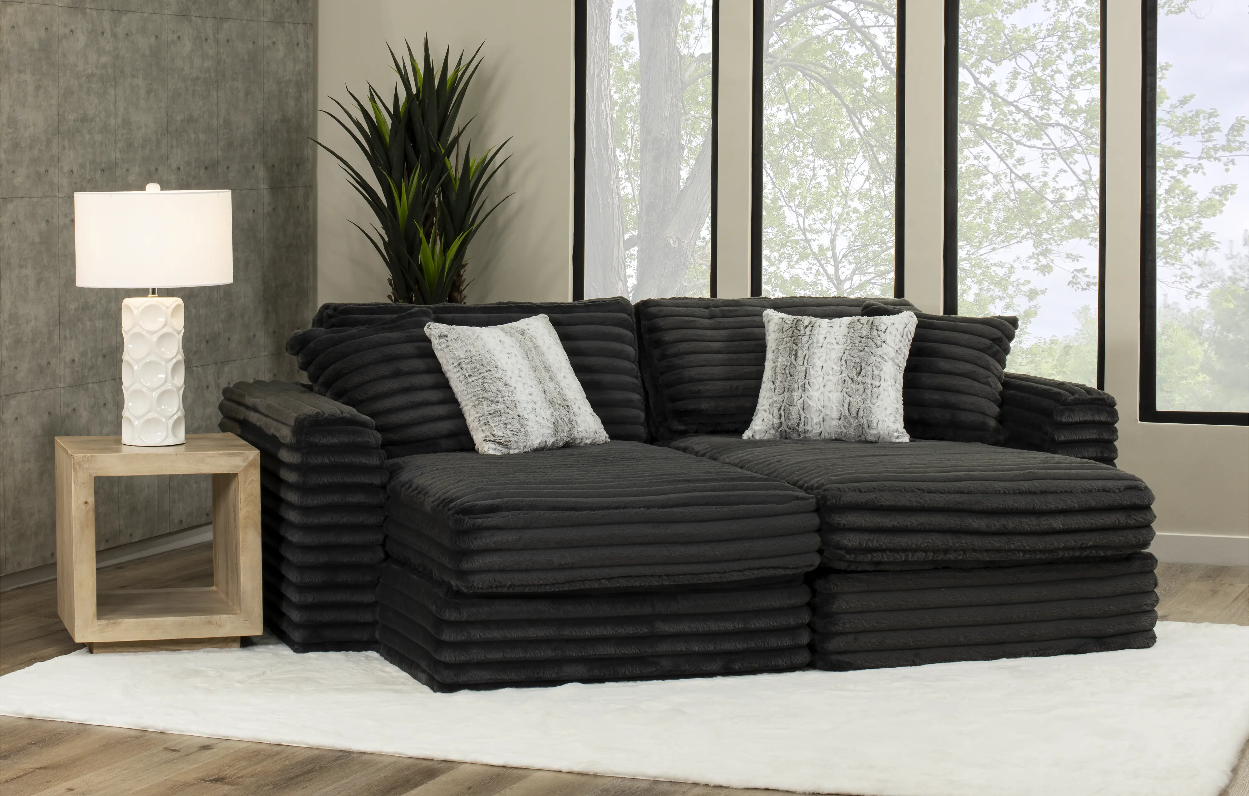 Caspian Dark Gray 2 Piece Double Cuddler Chaise-2