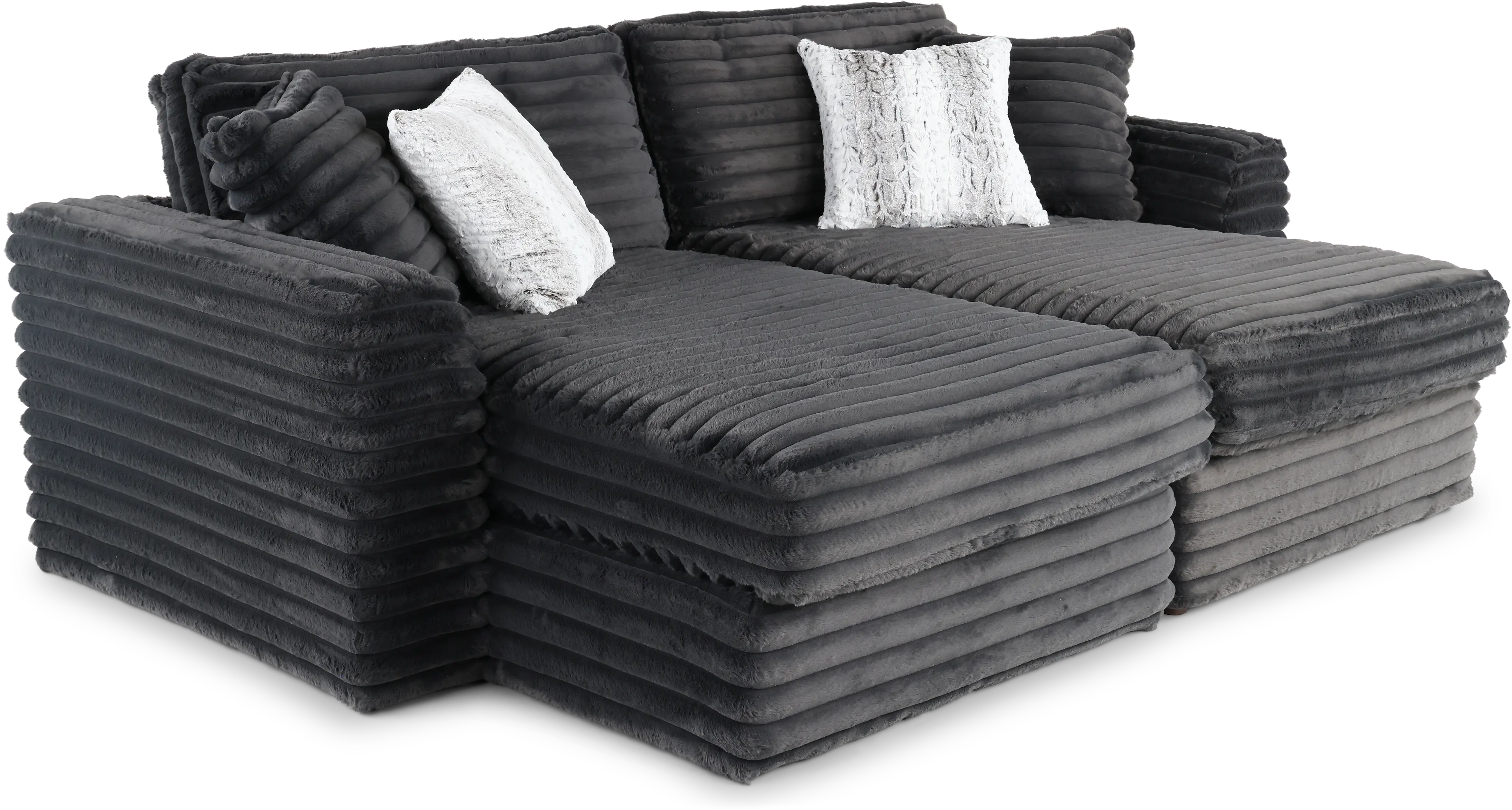 Caspian Dark Gray 2 Piece Double Cuddler Chaise-4